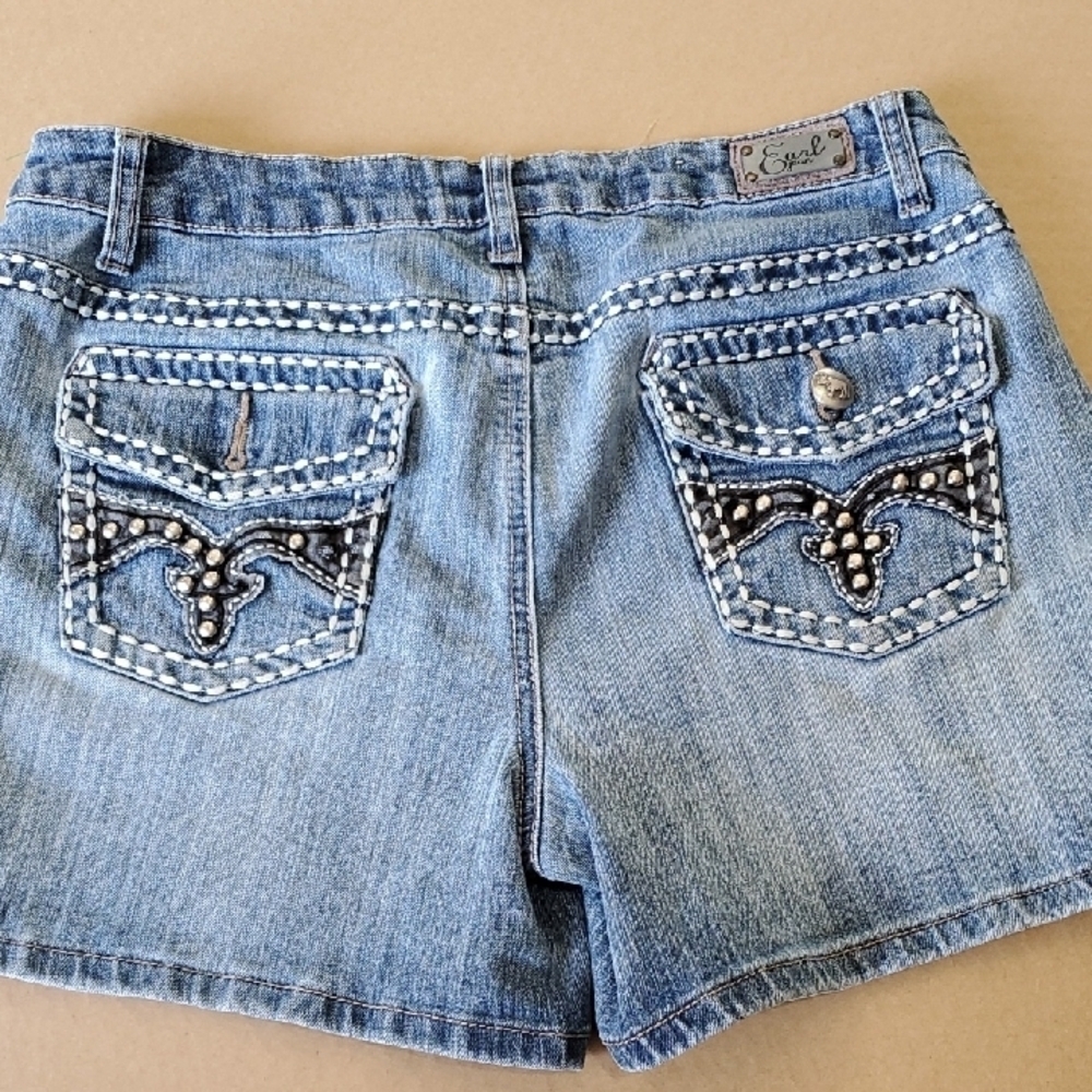 Earl Jeans Blue Denim Shorts with White Accents - Picture 6 of 11
